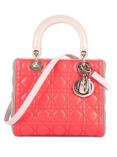 Pre-owned Dior Cannage Lady  Two-way Handbag In Pink