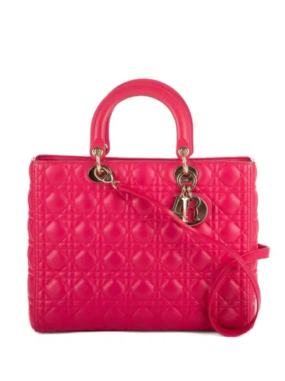 Pre-owned Dior Cannage Lady  Two-way Handbag In Pink