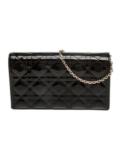 Pre-owned Dior Cannage Lady  Wallet On Chain In Blue