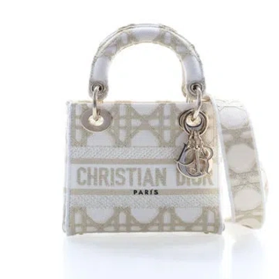 Pre-owned Dior Cannage Lady D-lite Mini In White
