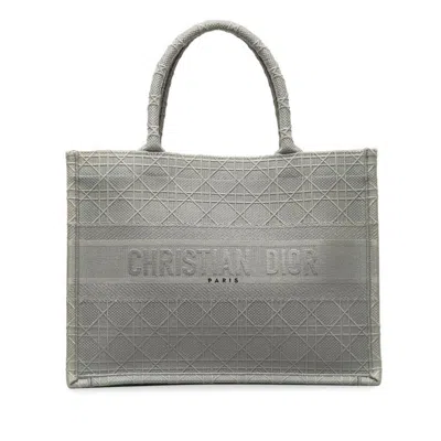 Dior Cannage Lady Grey Canvas Tote Bag () In Gray