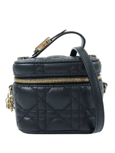 Pre-owned Dior Cannage Leather Tote Bag In Black