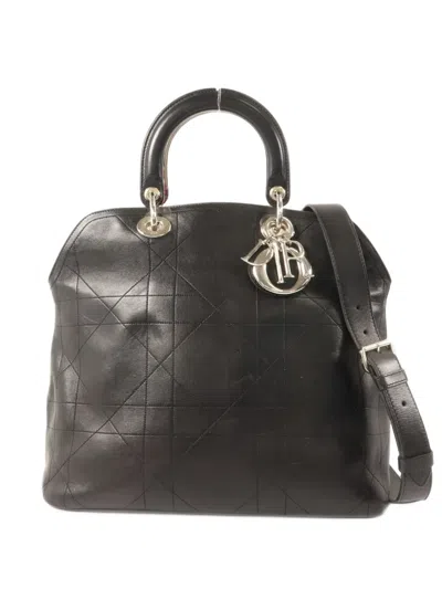 Dior Cannage Leather Tote Bag In Black