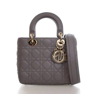 Pre-owned Dior Cannage Lucky Badges My Lady  Small In Gray