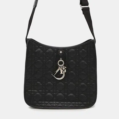 Pre-owned Dior Cannage Messenger Blackm1022ppcd Coating Canvas