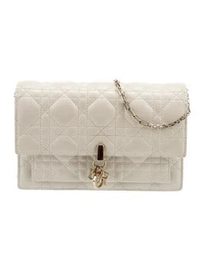 Pre-owned Dior Cannage My  Daily Pouch With Chain 2023 In White