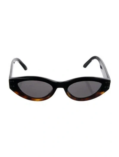 Pre-owned Dior Cannage Pattern Cat-eye Sunglasses In Black