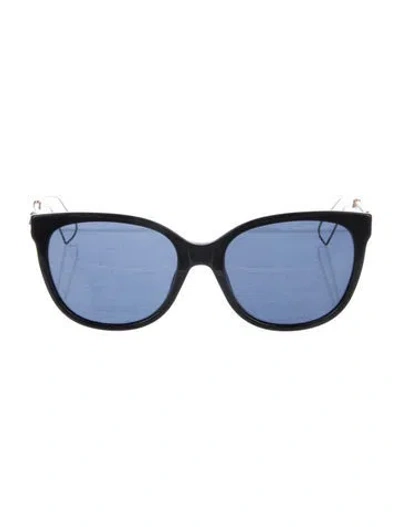 Pre-owned Dior Cannage Pattern Cat-eye Sunglasses In Black/gold
