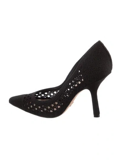 Pre-owned Dior Cannage Pattern Cutout Accent Pumps In Black