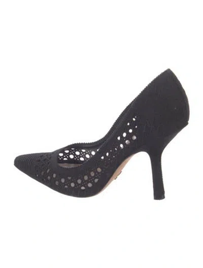Pre-owned Dior Cannage Pattern Cutout Accent Pumps In Black