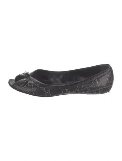 Pre-owned Dior Cannage Pattern Leather Ballet Flats In Black