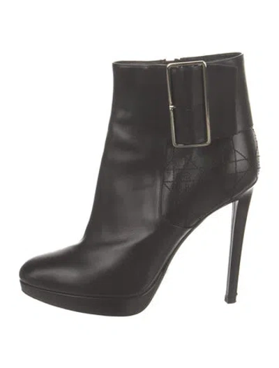 Pre-owned Dior Cannage Pattern Leather Boots In Black
