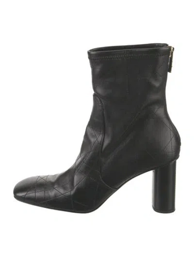 Pre-owned Dior Cannage Pattern Leather Boots In Black