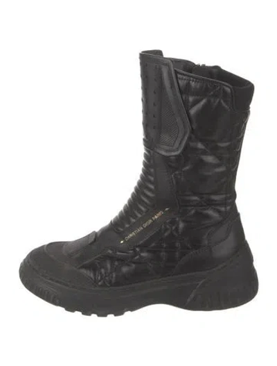 Pre-owned Dior Cannage Pattern Leather Boots In Black