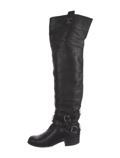 Pre-owned Dior Cannage Pattern Leather Boots In Black