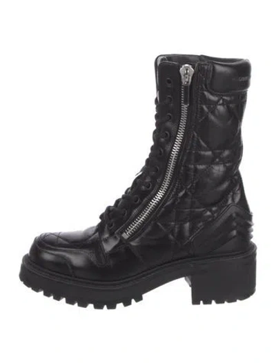 Pre-owned Dior Cannage Pattern Leather Boots In Black