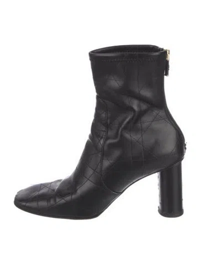 Pre-owned Dior Cannage Pattern Leather Boots In Black