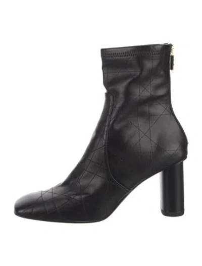 Pre-owned Dior Cannage Pattern Leather Boots In Black