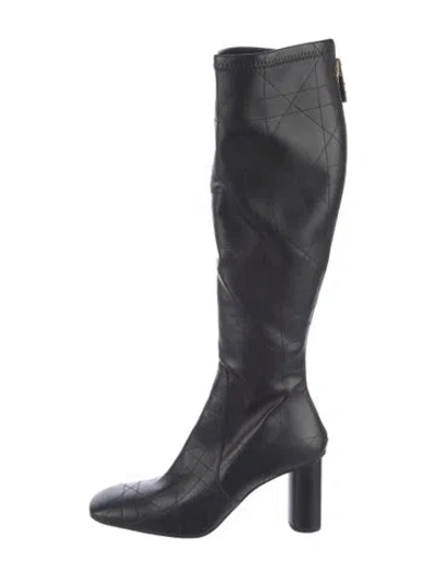 Pre-owned Dior Cannage Pattern Leather Boots In Black