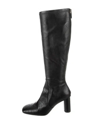 Pre-owned Dior Cannage Pattern Leather Boots In Black