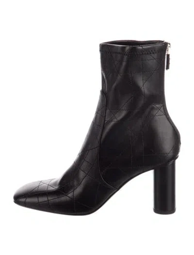 Pre-owned Dior Cannage Pattern Leather Boots In Black