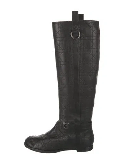 Pre-owned Dior Cannage Pattern Leather Boots In Black