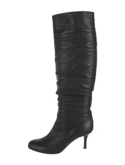 Pre-owned Dior Cannage Pattern Leather Boots In Black