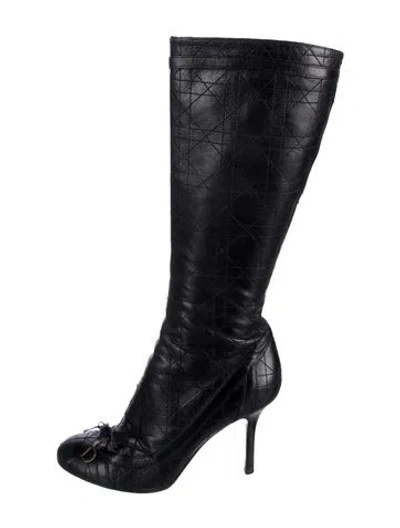 Pre-owned Dior Cannage Pattern Leather Boots In Black