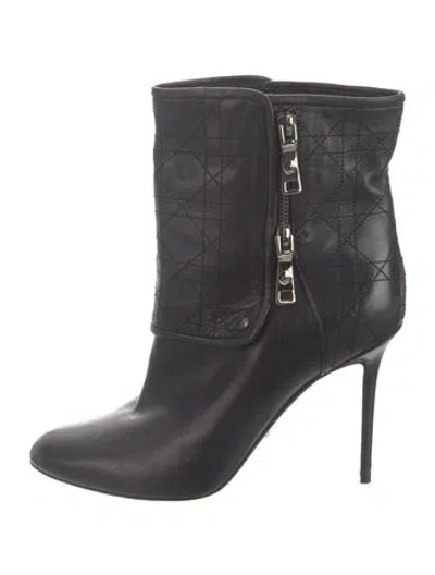 Pre-owned Dior Cannage Pattern Leather Boots In Black