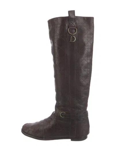 Pre-owned Dior Cannage Pattern Leather Boots In Brown