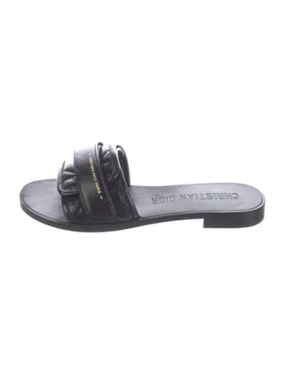 Pre-owned Dior Cannage Pattern Leather Mules In Black
