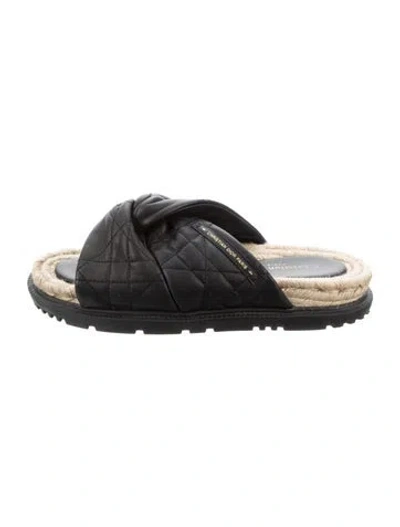 Pre-owned Dior Cannage Pattern Leather Mules In Black