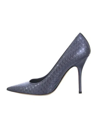 Pre-owned Dior Cannage Pattern Leather Pumps In Blue