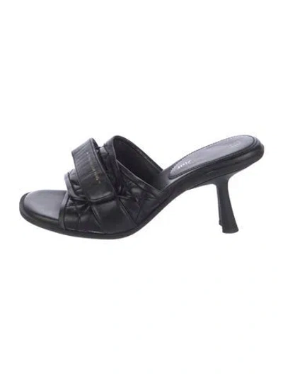 Pre-owned Dior Cannage Pattern Leather Slides In Black