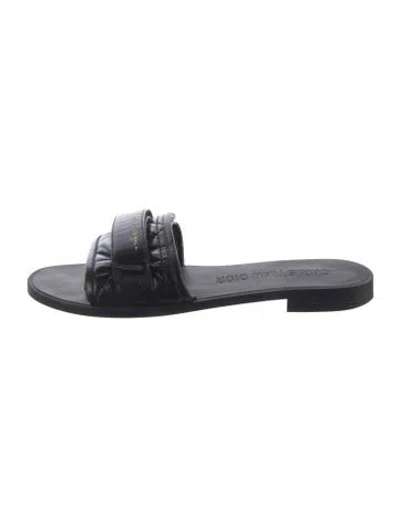 Pre-owned Dior Cannage Pattern Leather Slides In Black