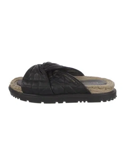 Pre-owned Dior Cannage Pattern Leather Slides In Black