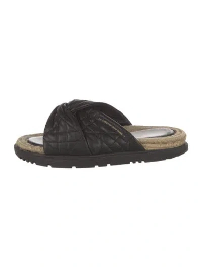 Pre-owned Dior Cannage Pattern Leather Slides In Black