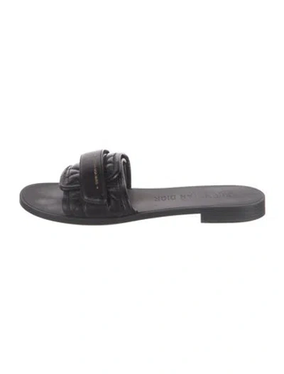 Pre-owned Dior Cannage Pattern Leather Slides In Black