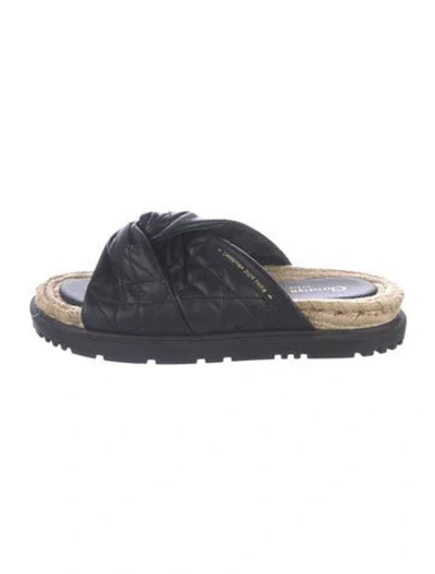 Pre-owned Dior Cannage Pattern Leather Slides In Blue