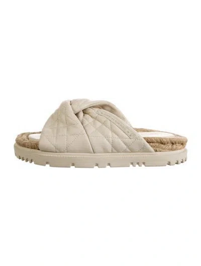 Pre-owned Dior Cannage Pattern Leather Slides In Neutrals