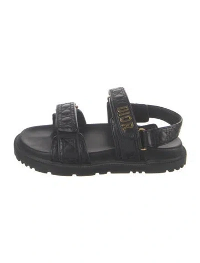 Pre-owned Dior Cannage Pattern Leather Slingback Sandals In Black