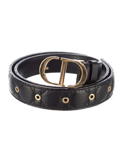 Pre-owned Dior Cannage Pattern Leather Waist Belt In Black