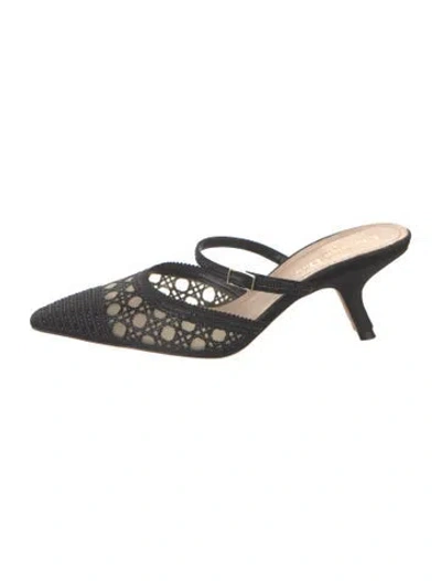 Pre-owned Dior Cannage Pattern Mules In Black