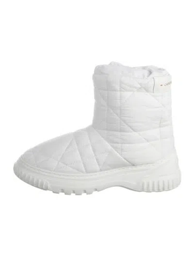 Pre-owned Dior Cannage Pattern Nylon Boots In White