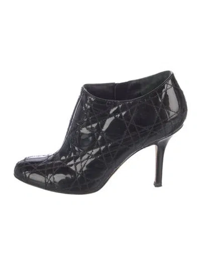 Pre-owned Dior Cannage Pattern Patent Leather Boots In Black
