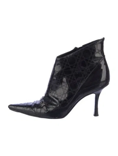 Pre-owned Dior Cannage Pattern Patent Leather Boots In Blue
