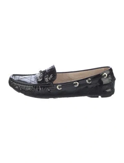 Pre-owned Dior Cannage Pattern Patent Leather Loafers In Black