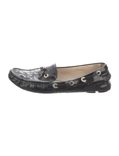 Pre-owned Dior Cannage Pattern Patent Leather Loafers In Black