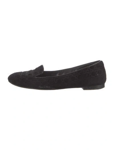 Pre-owned Dior Cannage Pattern Suede Loafers In Black