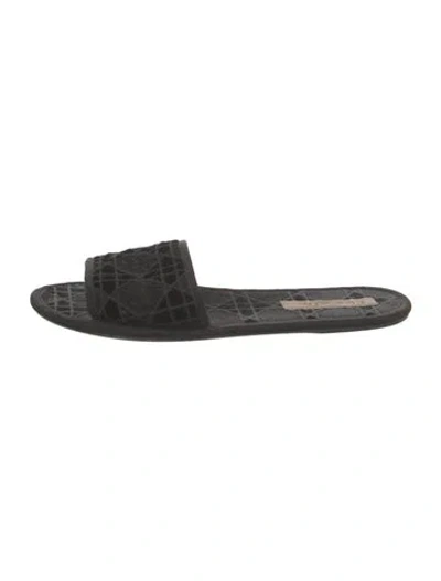 Pre-owned Dior Cannage Pattern Velvet Slides In Black